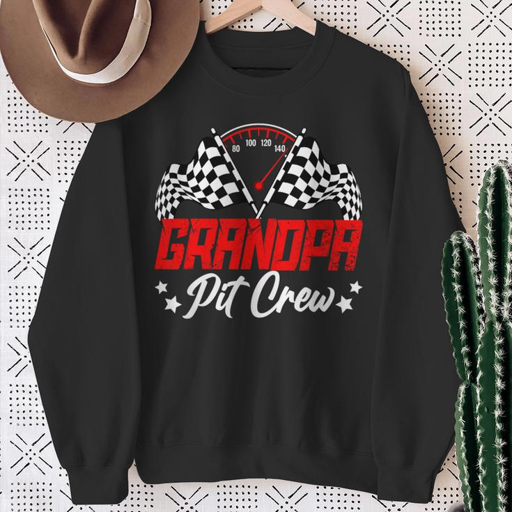 Grandpa Pit Crew Birthday Party Race Car Lover Racing Family Sweatshirt Gifts for Old Women