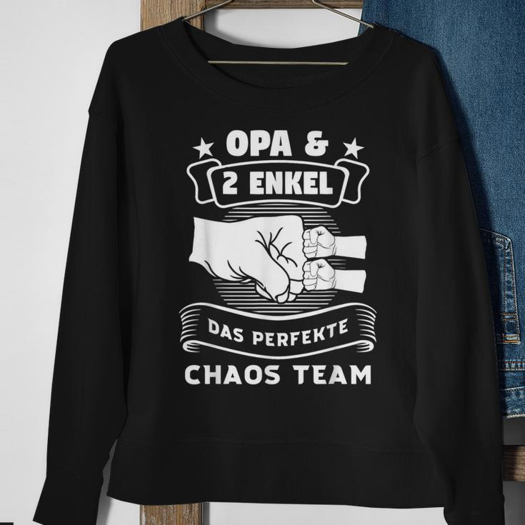 Großvater & 2 Enkel Chaos Team Schwarz Sweatshirt - Familie Spaß Geschenke für alte Frauen