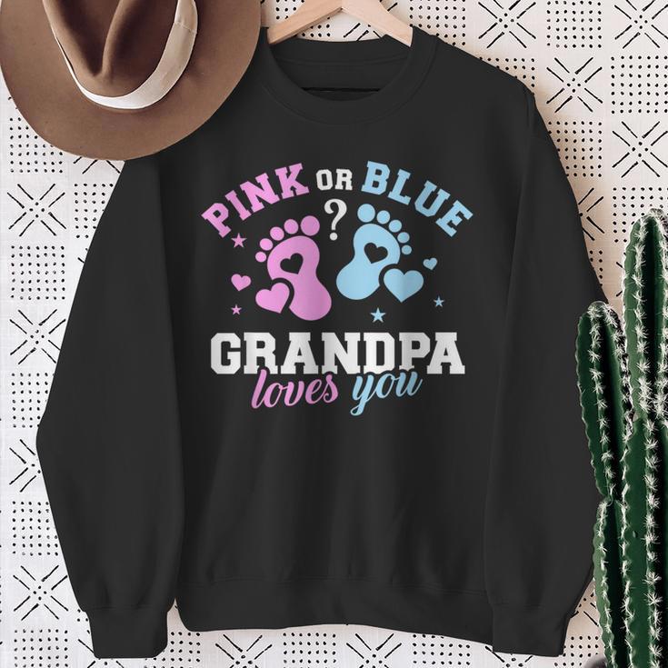 Großvater Sweatshirt Pink or Blue, Grandpa Loves You für Geschlechtsenthüllung Geschenke für alte Frauen