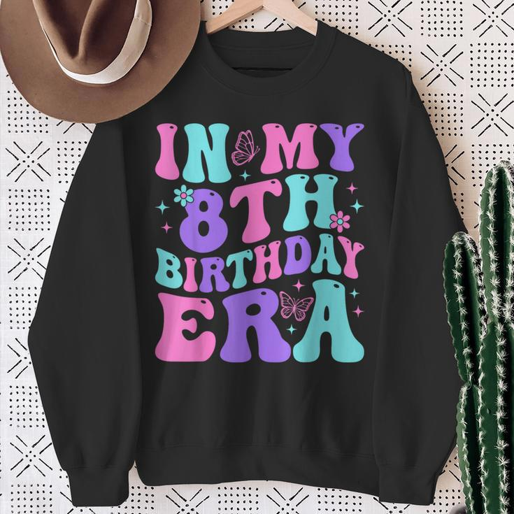 Groovy In My 8Th Birthday Era Eight 8 Years Old Birthday Sweatshirt Gifts for Old Women