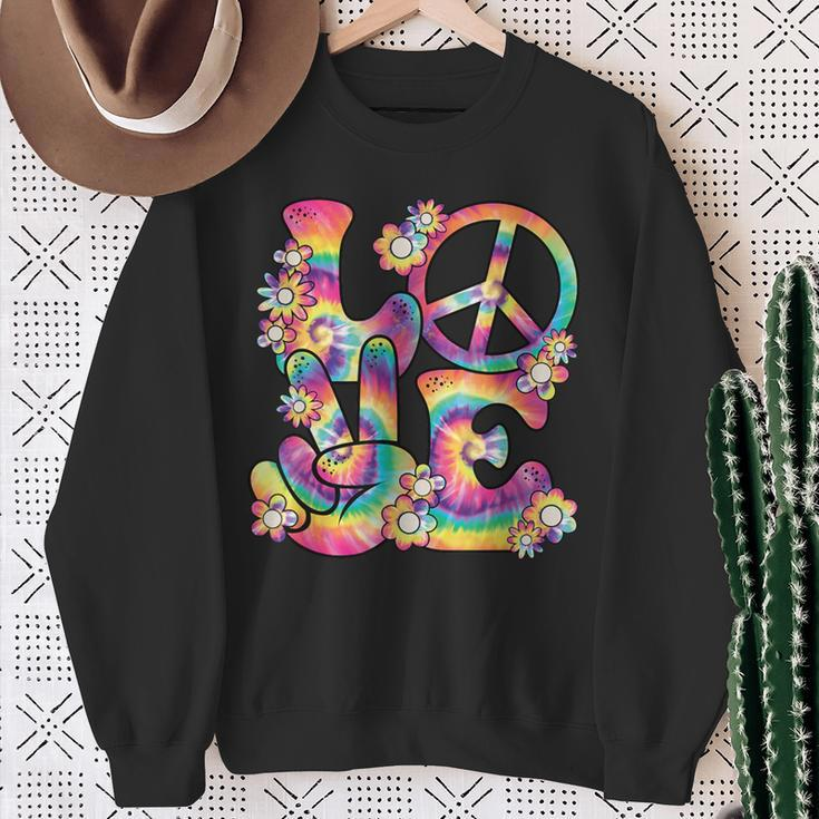 Groovy Love Peace Sign Hippie Theme Party Outfit 60S 70S Sweatshirt Gifts for Old Women