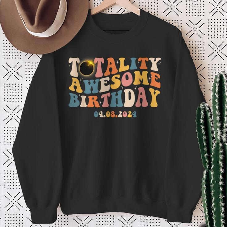 Groovy Total Solar Eclipse April 8 2024 Totality Birthday Sweatshirt Gifts for Old Women