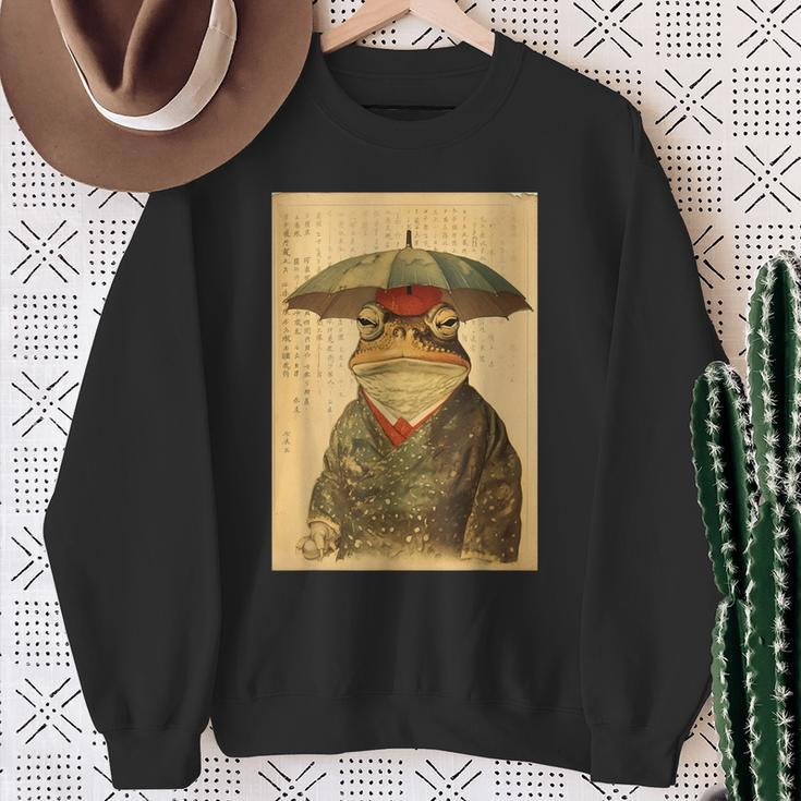 Grumpy Frog Unimpressed Toad Vintage Japanese Aesthetic Sweatshirt Gifts for Old Women