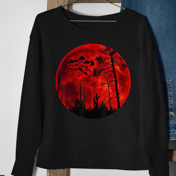 Grunge Bats Flying Gothic Blood Red Moon Sweatshirt Gifts for Old Women