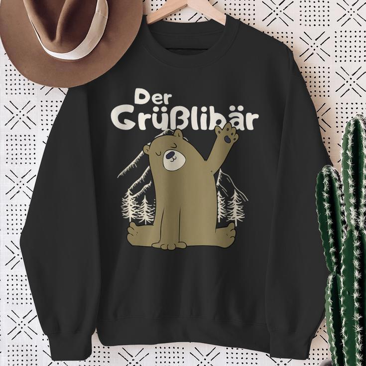 Grüßlibär Cute Bear Waving S Sweatshirt Geschenke für alte Frauen