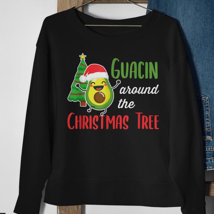 Guacin Around The Christmas Tree Avocado Pj Mexican Navidad Sweatshirt Gifts for Old Women