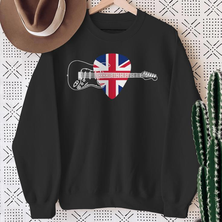 Guitar Pick Union Jack Flag Guitarist Vintage Sweatshirt Gifts for Old Women