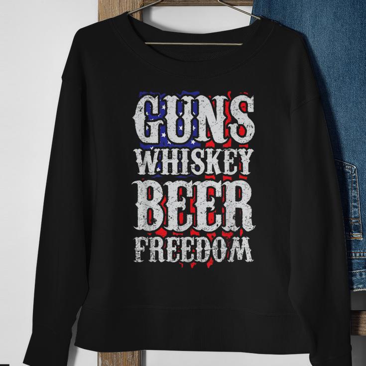 Guns Whisky Beer And Freedom Us Flag Sweatshirt Gifts for Old Women