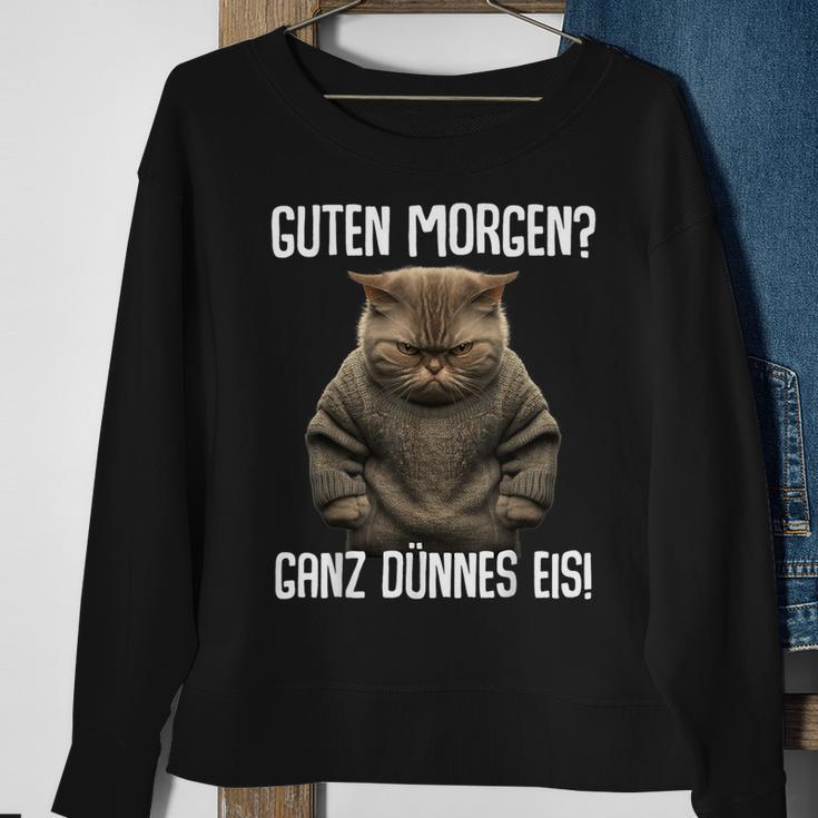 Guten Morgen Ganz Dünnes Eis- Morgenmuffel Cat Black Sweatshirt Geschenke für alte Frauen