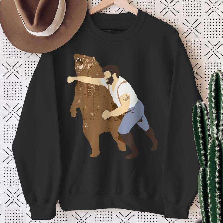 Guy Punching Bear Sweatshirt Gifts for Old Women