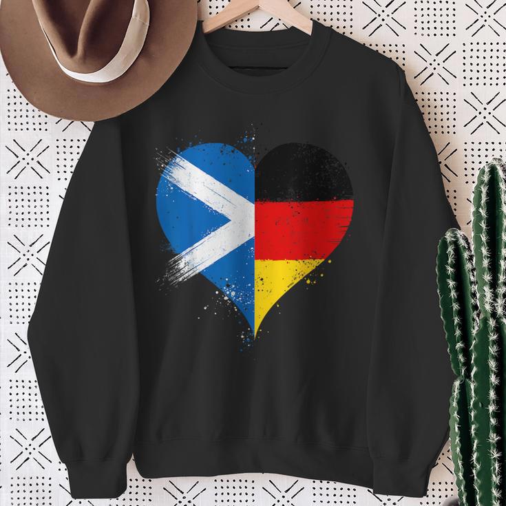 Halb Schottisch Halb Deutsch Ein Coole Flaggen In Liebe Herz Sweatshirt Geschenke für alte Frauen