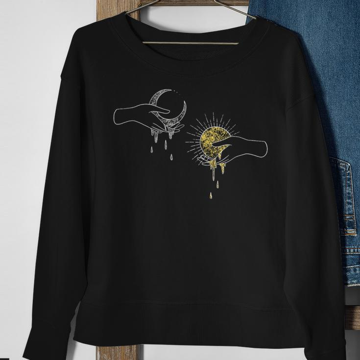 Hands Holding The Sun And Moon Celestial Sweatshirt Gifts for Old Women