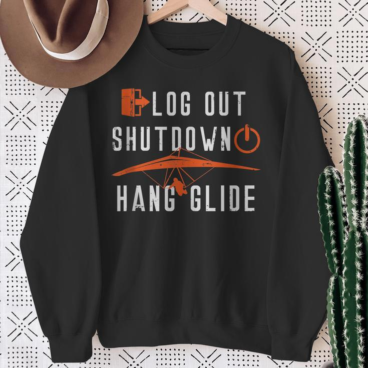 Hang Gliding Log Out Shutdown Sweatshirt Gifts for Old Women
