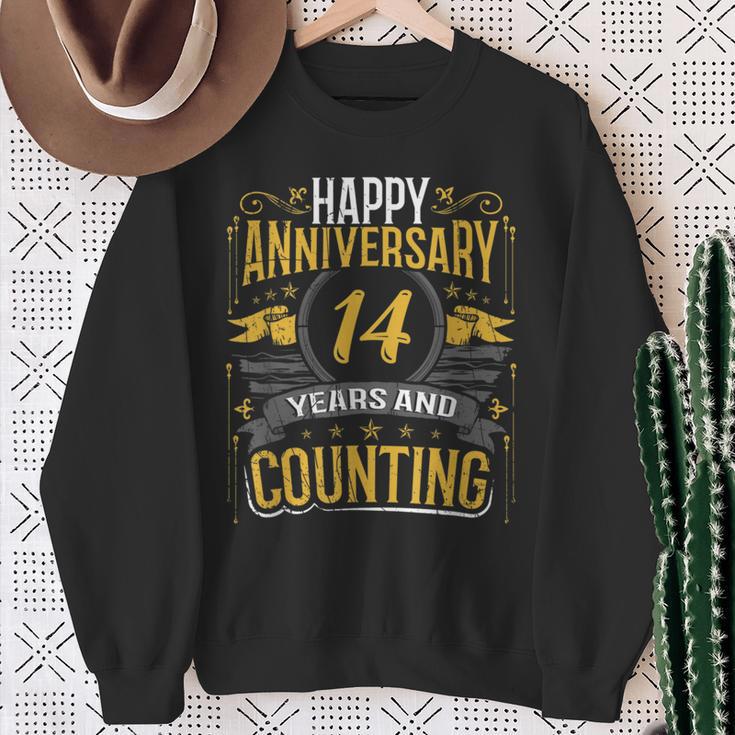 Happy Anniversary 14 Years And Counting Sweatshirt Gifts for Old Women