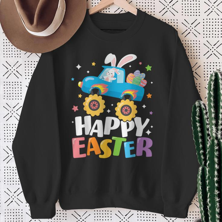 Happy Easter Monster Truck Bunny Easter Eggs Boys Toddler Sweatshirt Gifts for Old Women