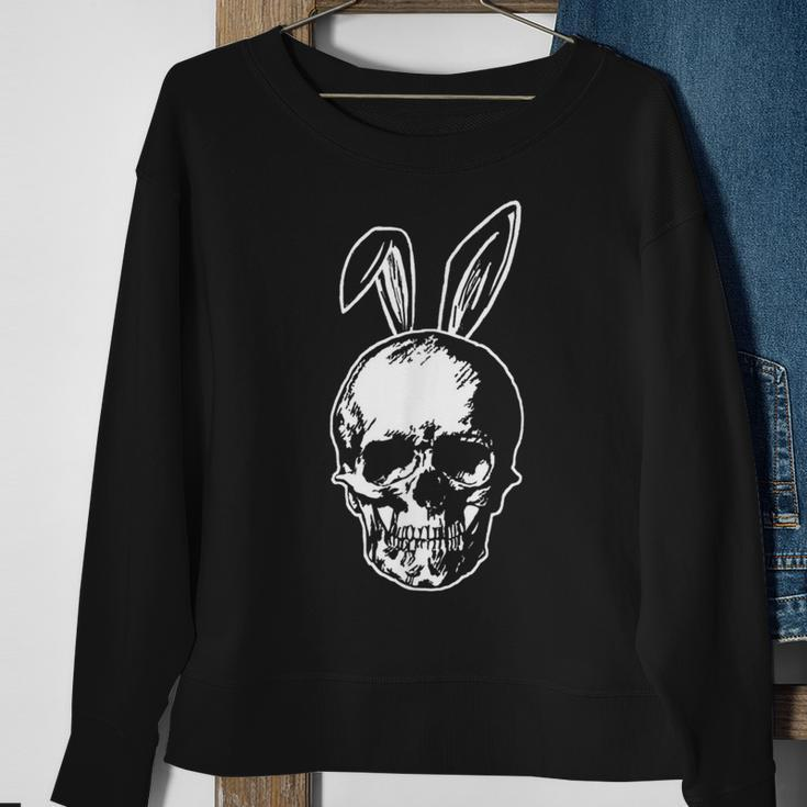 Happy Easter Skull With Bunny Ears Ironic Sweatshirt Gifts for Old Women