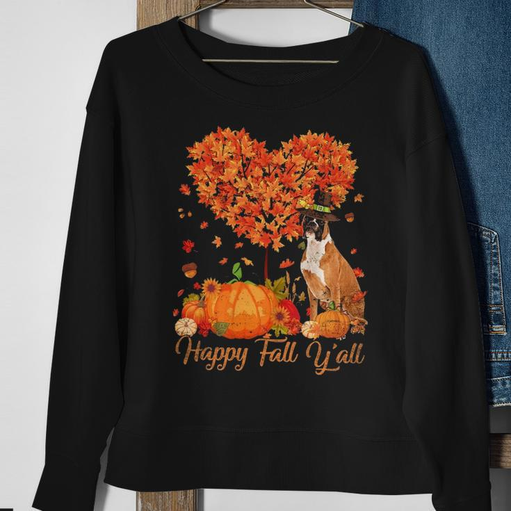 Happy Fall Y'all Boxer Dog Pumpkin Thanksgiving Sweatshirt Gifts for Old Women