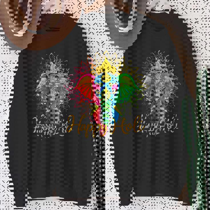 Happy Holi Festival India Colors Elephant Hindu Spring 2024 Sweatshirt Gifts for Old Women