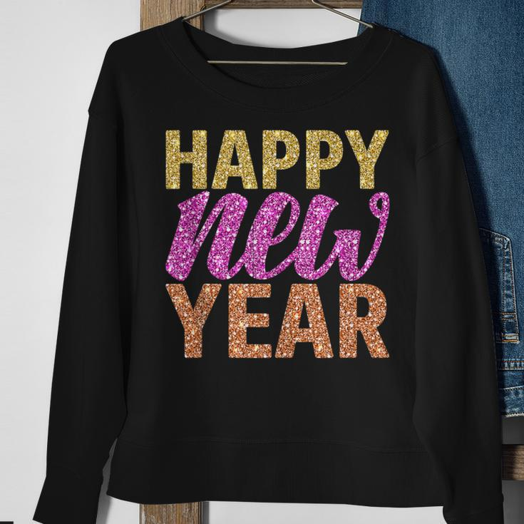 Happy New Year 2022 Sparkling Letters New Years Eve Sweatshirt Gifts for Old Women