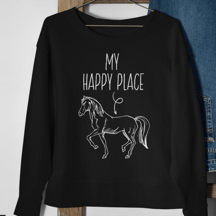 My Happy Place Horse Lover Horseback Riding Equestrian Sweatshirt Gifts for Old Women