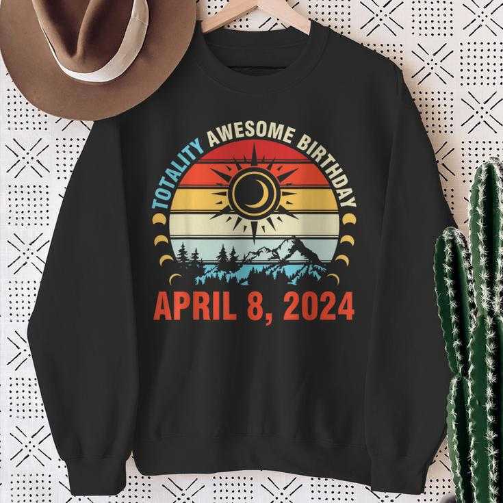 Happy Totality Solar Eclipse Awesome Birthday April 8 2024 Sweatshirt Gifts for Old Women
