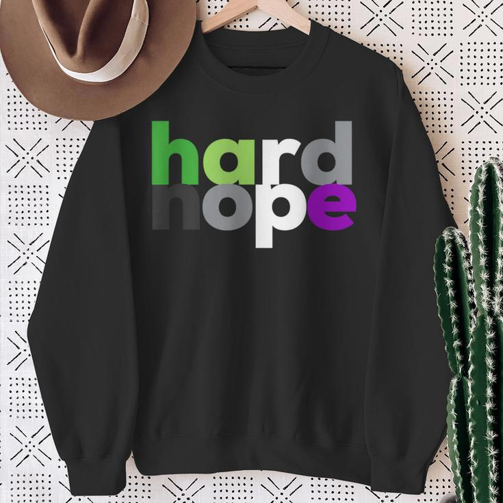 Hard Nope Aroace Pride Lgbtq Lgbt Aro Ace Aromantic Asexual Sweatshirt Gifts for Old Women
