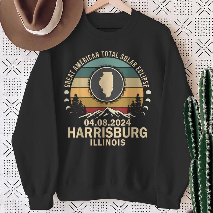 Harrisburg Illinois Total Solar Eclipse 2024 Sweatshirt Gifts for Old Women