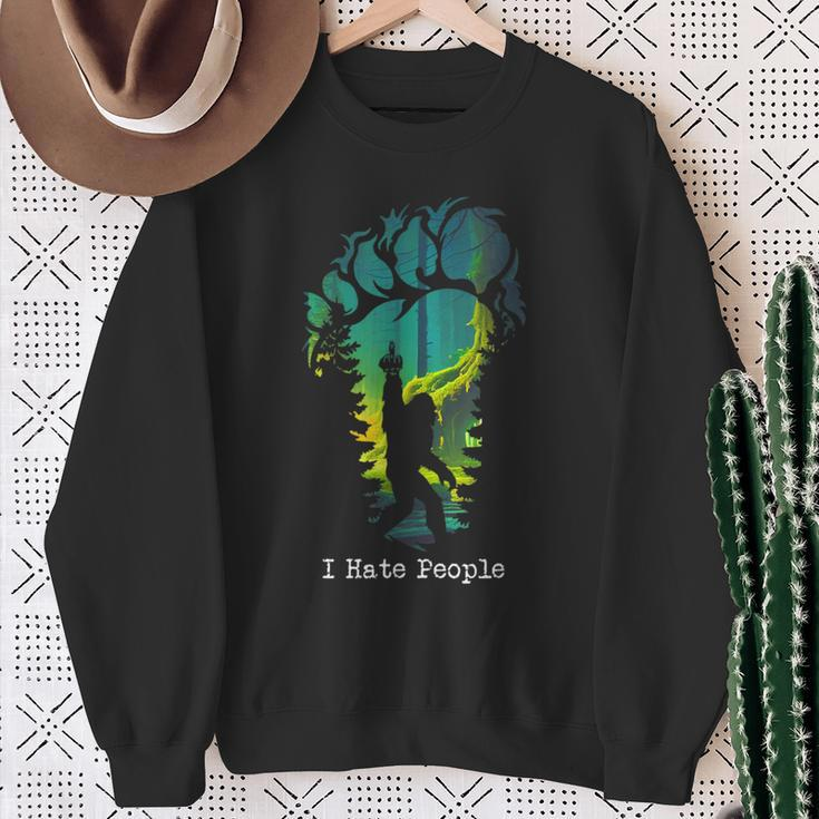 I Hate People Bigfoot Footprint Sweatshirt Gifts for Old Women