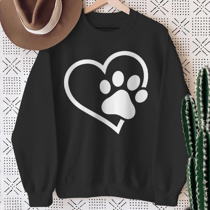 Heart With Paw For Cat Or Dog Lovers Sweatshirt Gifts for Old Women