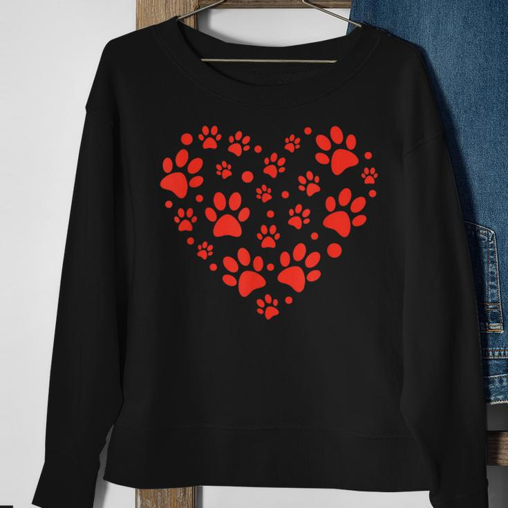 Heart Paw Print Valentines Cute Dog Love Doggie Puppy Lover Sweatshirt Gifts for Old Women