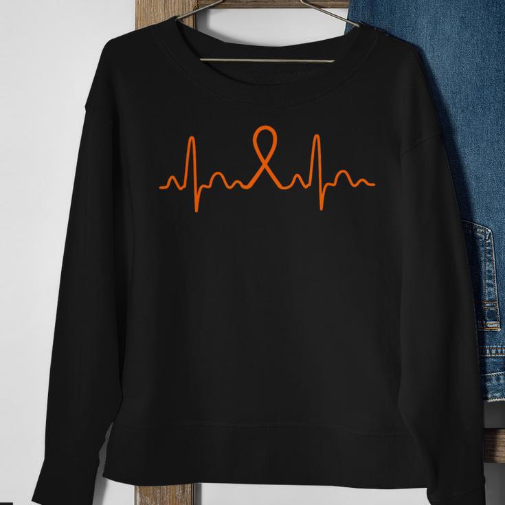 Heartbeat Leukemia Cancer Leukemia Support Sweatshirt Gifts for Old Women