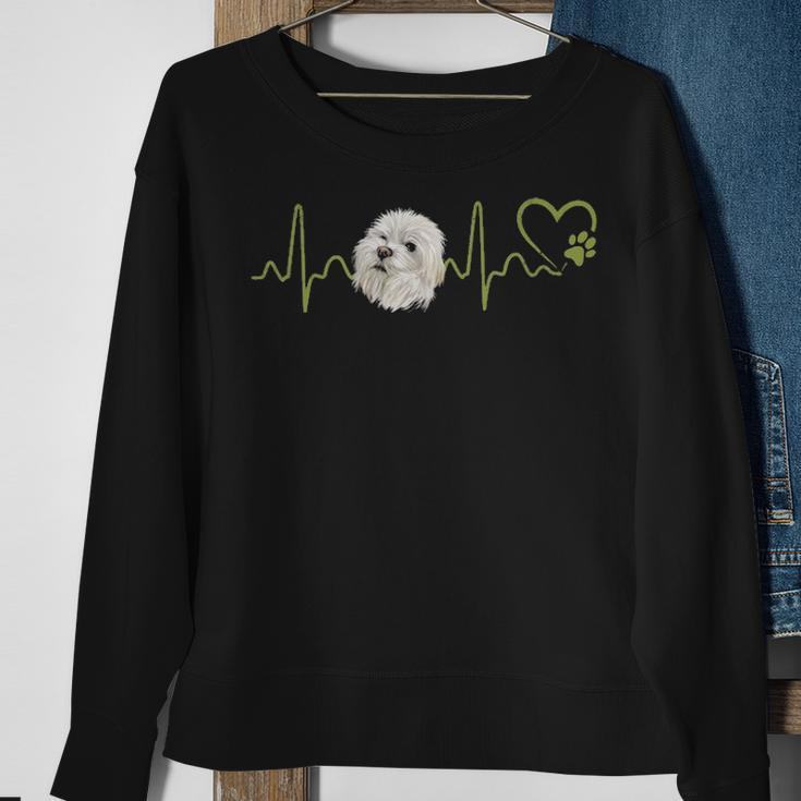 Heartbeat Maltese Dog Animal Rescue Lifeline Sweatshirt Gifts for Old Women