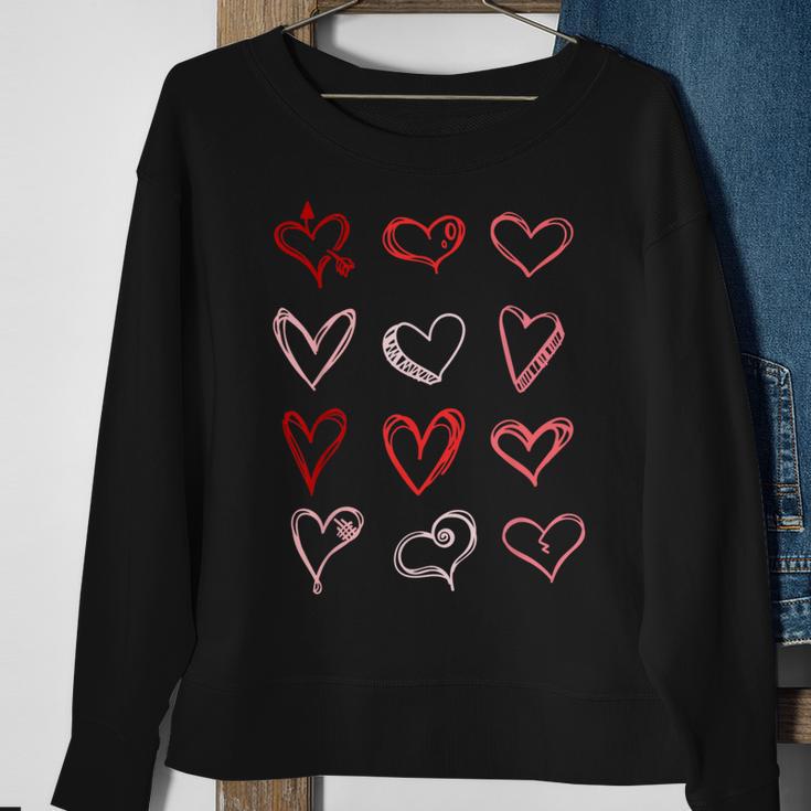 Hearts Pattern Valentines Day Cute Love V-Day Pajama Sweatshirt Gifts for Old Women