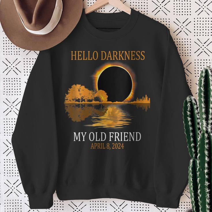Hello Darkness April 8 2024 Total Solar Eclipse 2024 Sweatshirt Gifts for Old Women