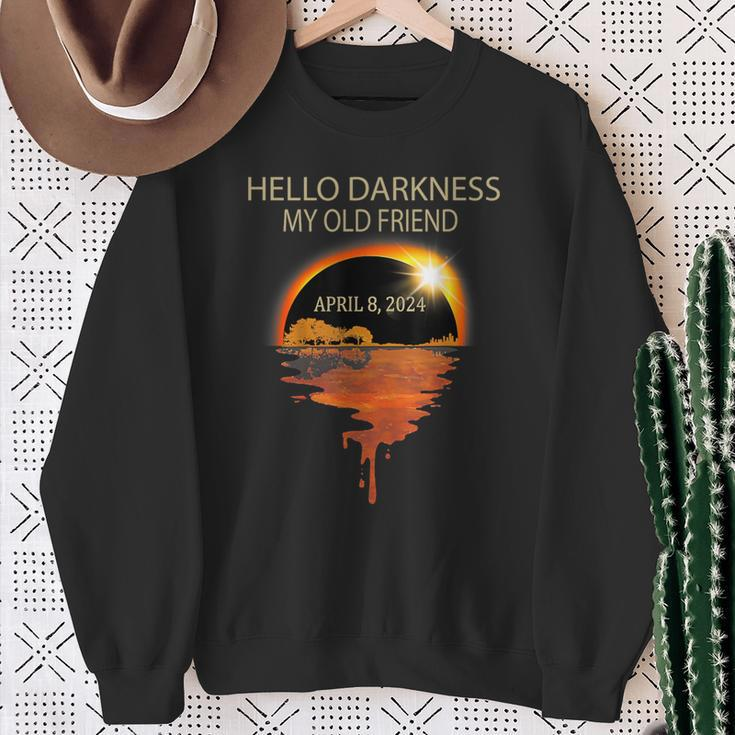 Hello Darkness My Old Friend 2024 Solar Eclipse 40824 Sweatshirt Gifts for Old Women