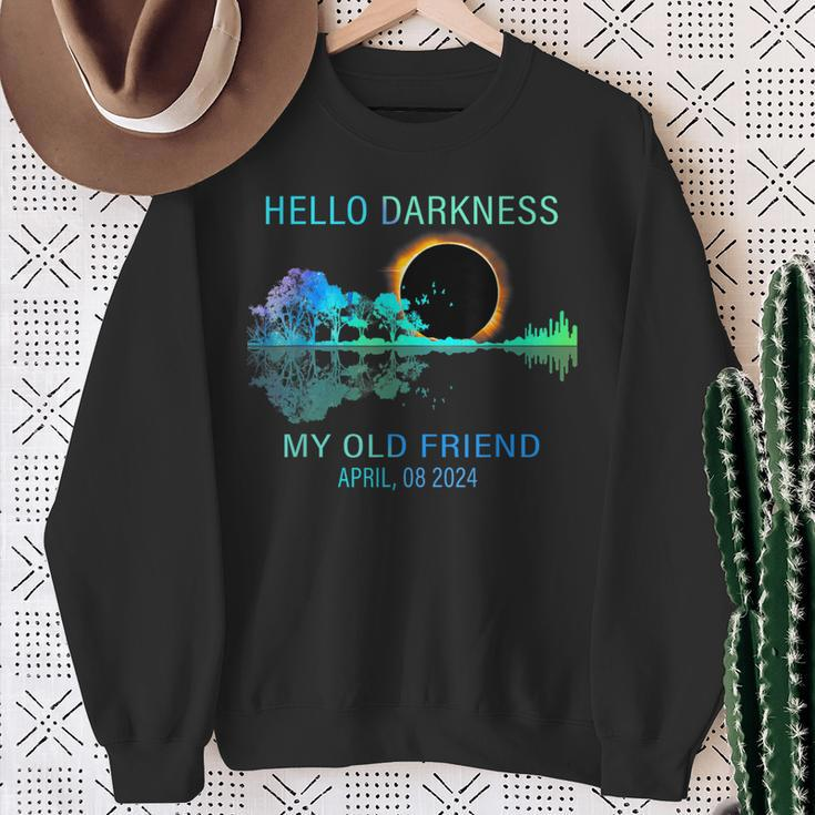 Hello Darkness My Old Friend 2024 Solar Eclipse April 08 24 Sweatshirt Gifts for Old Women