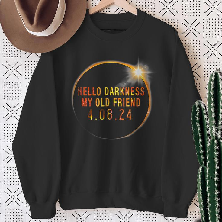 Hello Darkness My Old Friend 2024 Solar Eclipse Sweatshirt Gifts for Old Women
