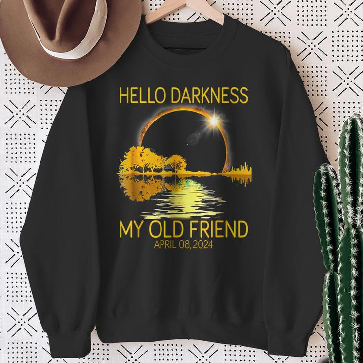 Hello Darkness My Old Friend 2024 Solar Eclipse 4824 Sweatshirt Gifts for Old Women