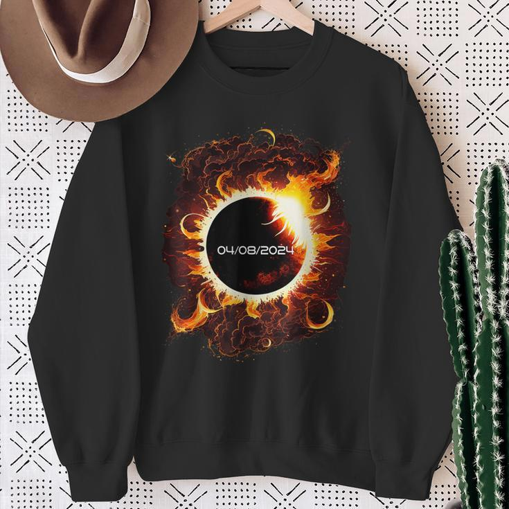 Hello Darkness My Old Friend Pink Solar Eclipse April Sweatshirt Gifts for Old Women