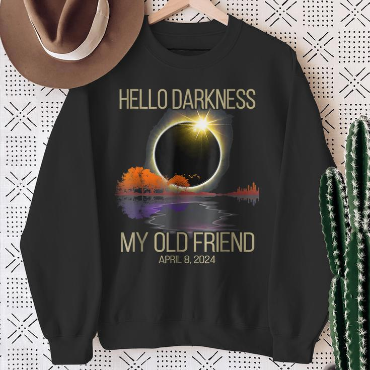 Hello Darkness My Old Friend Solar Eclipse On 08042024 Sweatshirt Gifts for Old Women