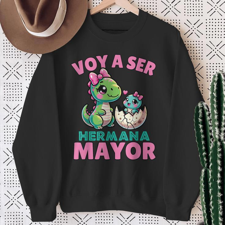 Hermana Mayor Dinosaurio Voy A Ser Hermana Mayor Sweatshirt Gifts for Old Women