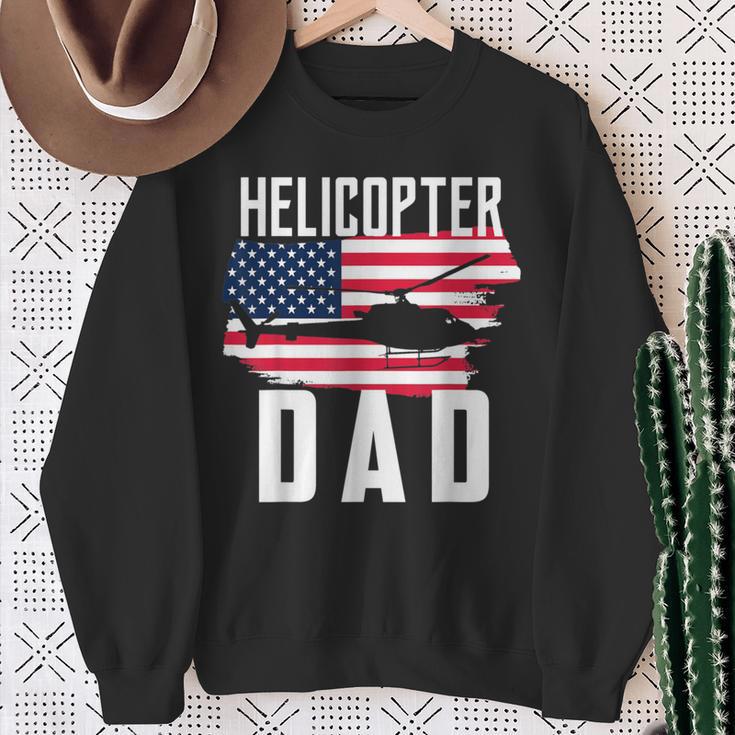 Herren Hubschrauber Papa Usa Flagge Hubschrauber Pilotatertag Sweatshirt Geschenke für alte Frauen