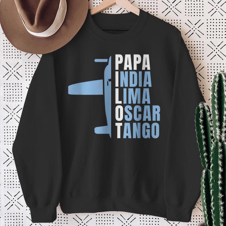 Herren Papa Pilot Phonetisches Alphabet Für Papa Pilotenater Flieger Sweatshirt Geschenke für alte Frauen