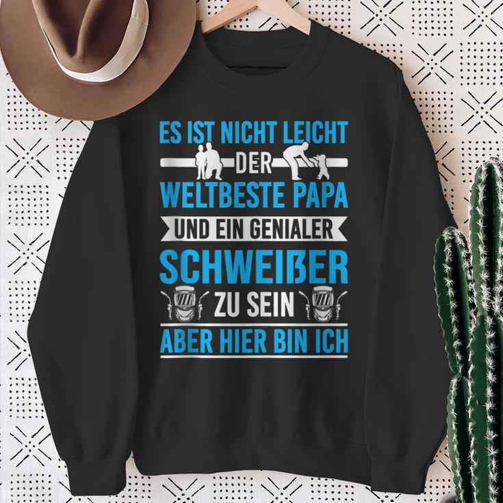 Herren Weltbester Papa Und Genialer Schweißer Schweißen Metallbau Sweatshirt Geschenke für alte Frauen