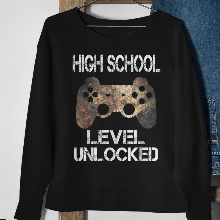 High School Level Unlocked Video Gamer First Day Of School Sweatshirt Gifts for Old Women