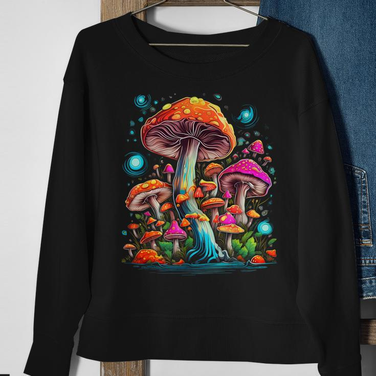 Hippie Mushrooms Psychedelic Forest Fungi Festival Sweatshirt Gifts for Old Women