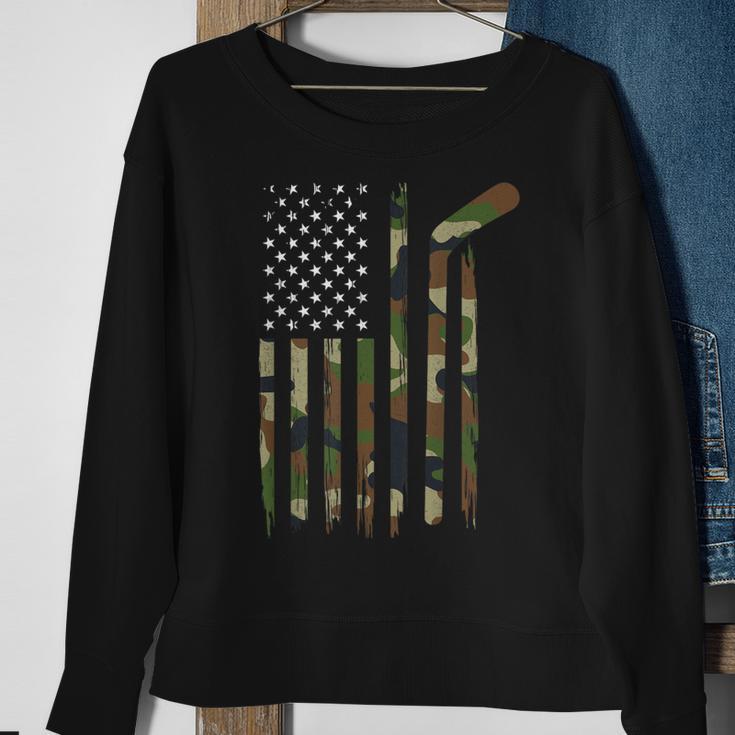 Hockey American Flag Camo Us Patriotic Hockey Player Sweatshirt Gifts for Old Women