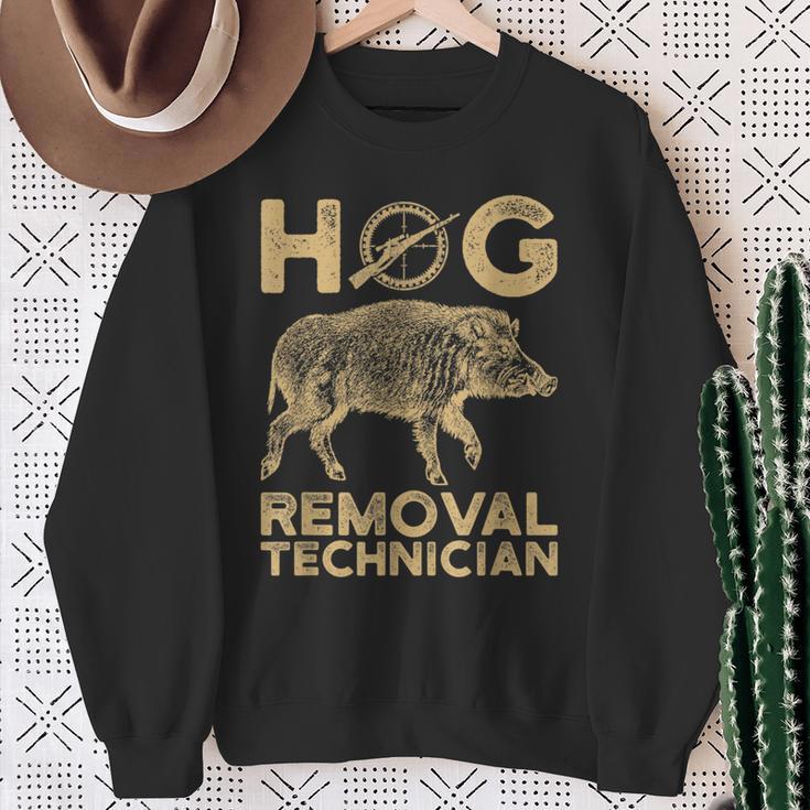 Hog Removal Technician Boar Hunting Wild Vintage Pig Sweatshirt Gifts for Old Women