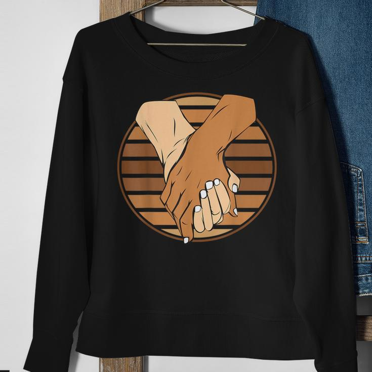 Holding Hands Black History Month Blm Melanin Couple Sweatshirt Gifts for Old Women