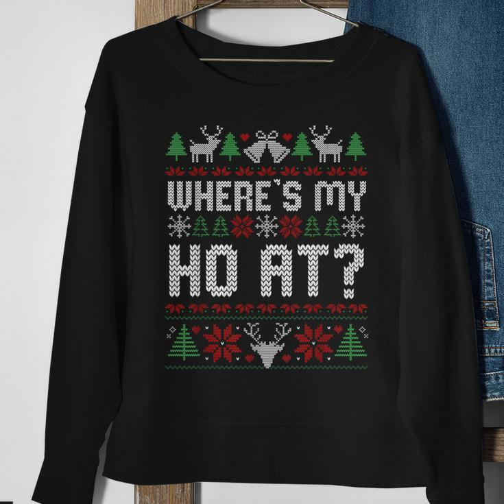 Where My Ho's At Ugly Christmas Sweater Couples Matching Sweatshirt Gifts for Old Women